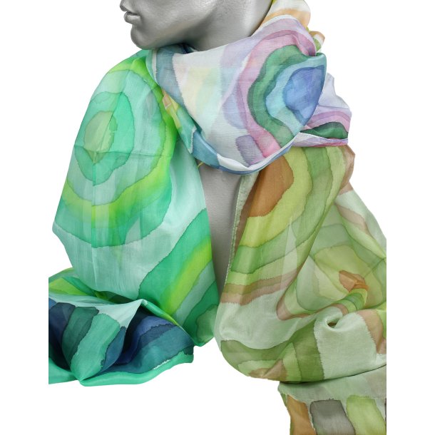 Trklde - 100% silke - Olive Handpainted - 21005B