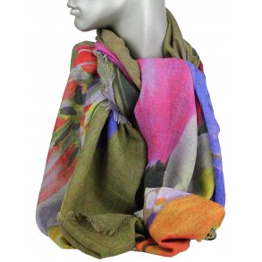 Trklde - 100% uld - stor blomst 33124