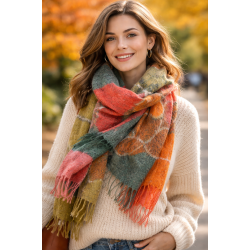 T�rkl�de - 100% uld - Varme efter�rsfarver - 33128