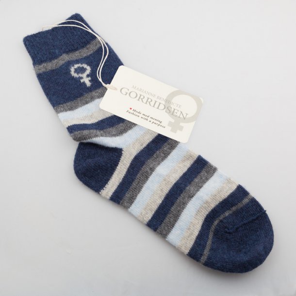 Strmper - Gorridsen - Cashmere Mix - Magnolia Stripe (NB! Kun str. 36-38)