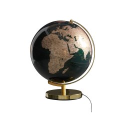 Globus - M�rkegr�n og messing med lys