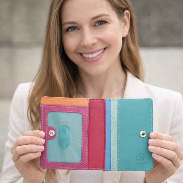 Mywalit kortholder i farverigt l�der