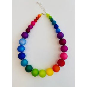Halskde - Regnbue farvede perler af resin